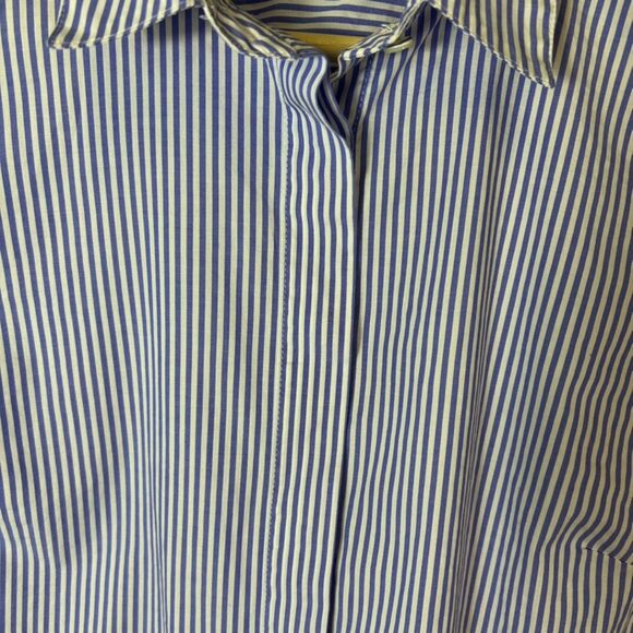 J. Crew Blue White Striped Cotton Poplin Hidden Button Signature Fit Shirt Sz 8 - Picture 8 of 15